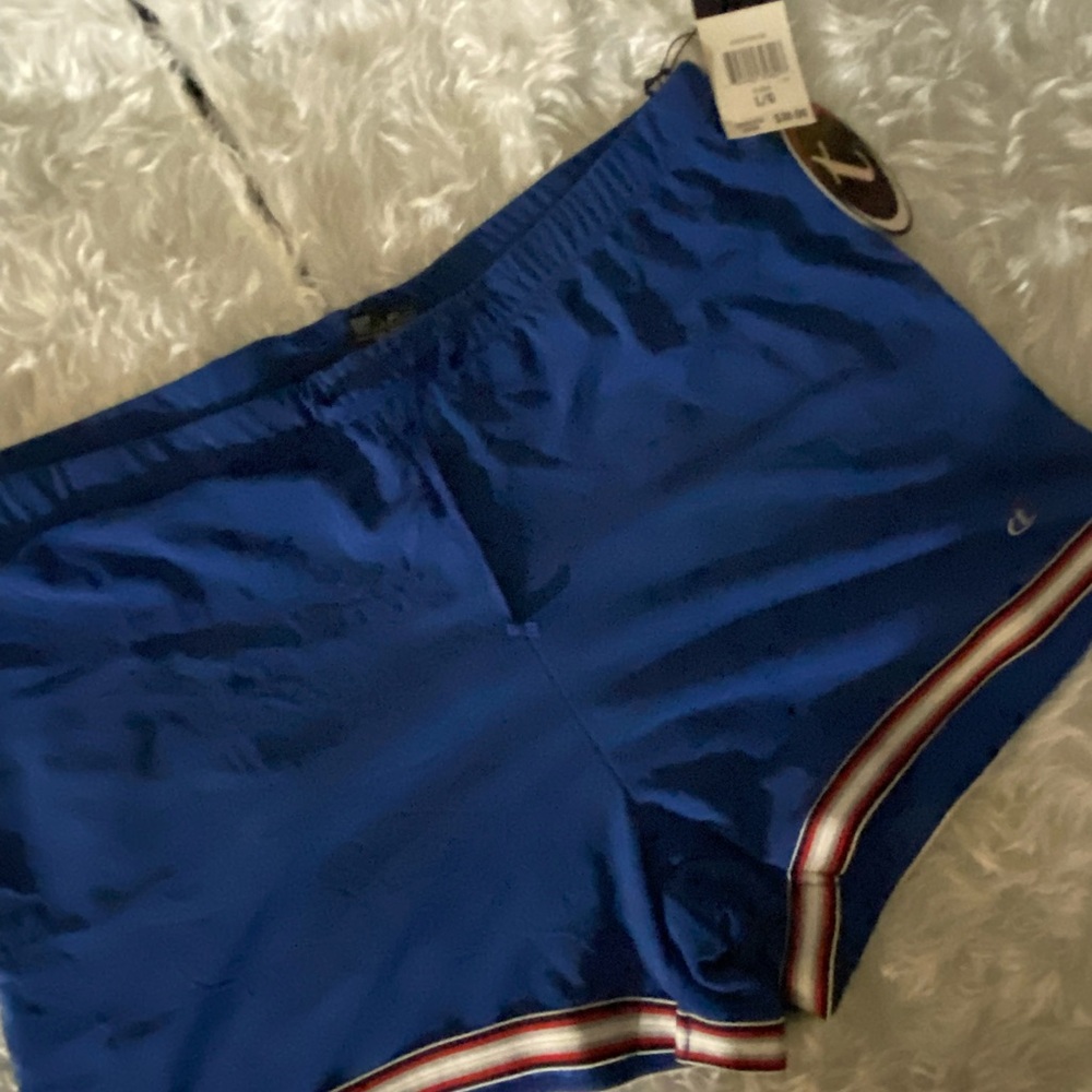 Tommy John Blue Athletic Shorts with Red and White Stripes